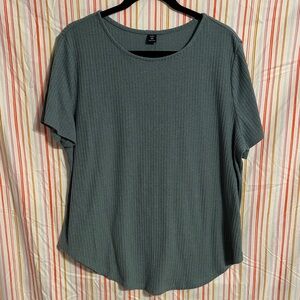 SHEIN Ribbed Short Sleeve Top in Light Green